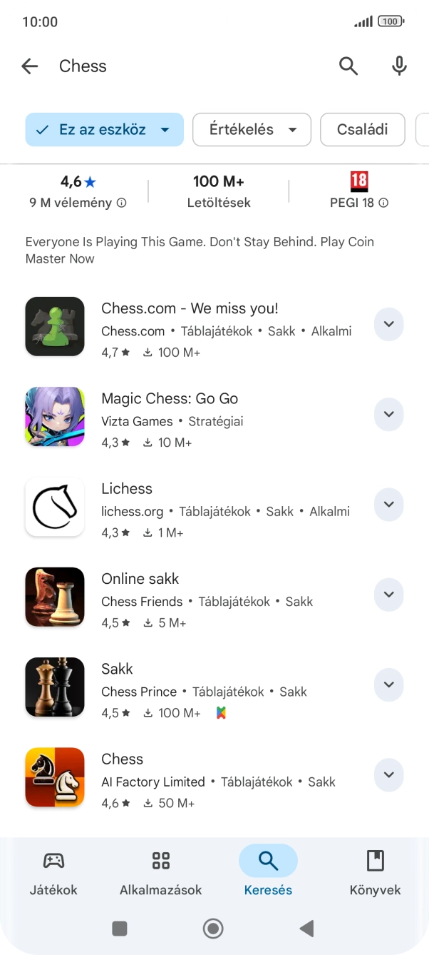 Kattints a kívánt alkalmazásra.