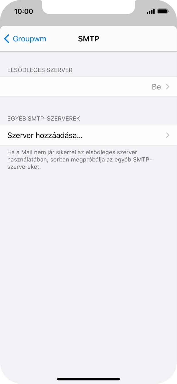 Kattints az „ELSŐDLEGES SZERVER” alatti mezőre.