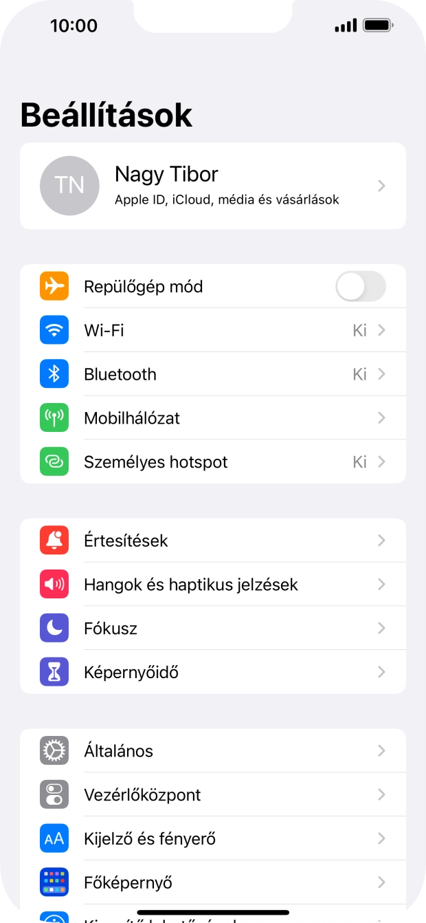 Válaszd a Személyes hotspot lehetőséget. Válaszd a Személyes hotspot lehetőséget.