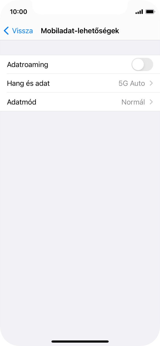 Kattints az „Adatroaming” melletti csúszkára a funkció be- vagy kikapcsolásához. Kattints az „Adatroaming” melletti csúszkára a funkció be- vagy kikapcsolásához.