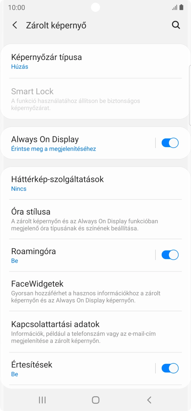Válaszd a Képernyőzár típusa lehetőséget. Válaszd a Képernyőzár típusa lehetőséget.