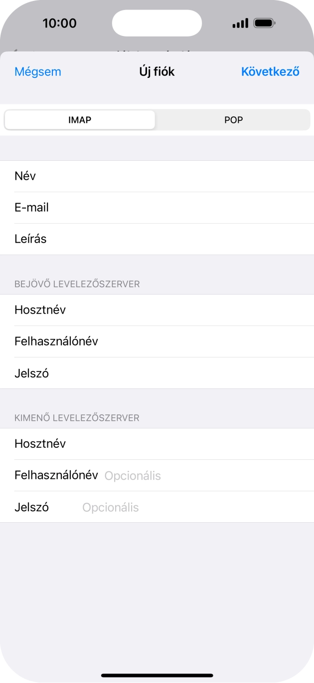 Kattints a Felhasználónév mezőre, és írd be az e-mail-fiókodhoz tartozó felhasználónevet.