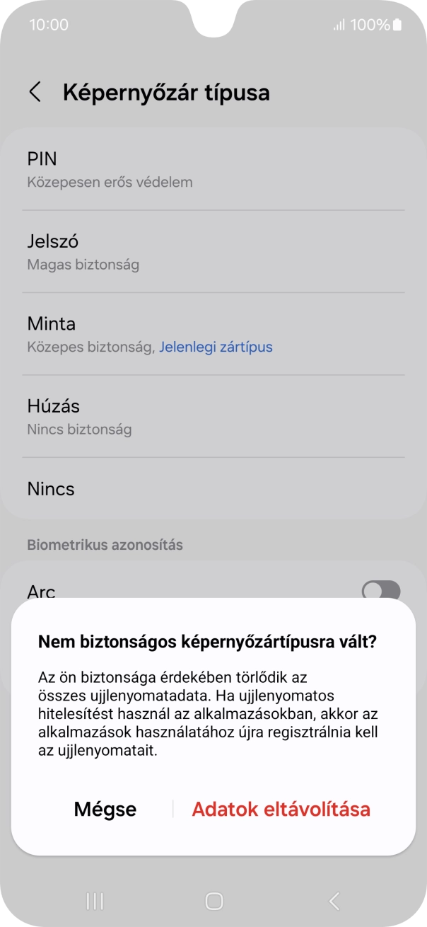 Válaszd az Adatok eltávolítása lehetőséget.