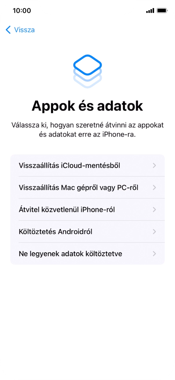 Válaszd a Ne legyenek adatok költöztetve lehetőséget, és kövesd a képernyőn megjelenő utasításokat az aktiválás befejezéséhez. Válaszd a Ne legyenek adatok költöztetve lehetőséget, és kövesd a képernyőn megjelenő utasításokat az aktiválás befejezéséhez.