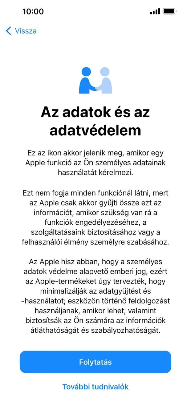 Válaszd a Folytatás lehetőséget.