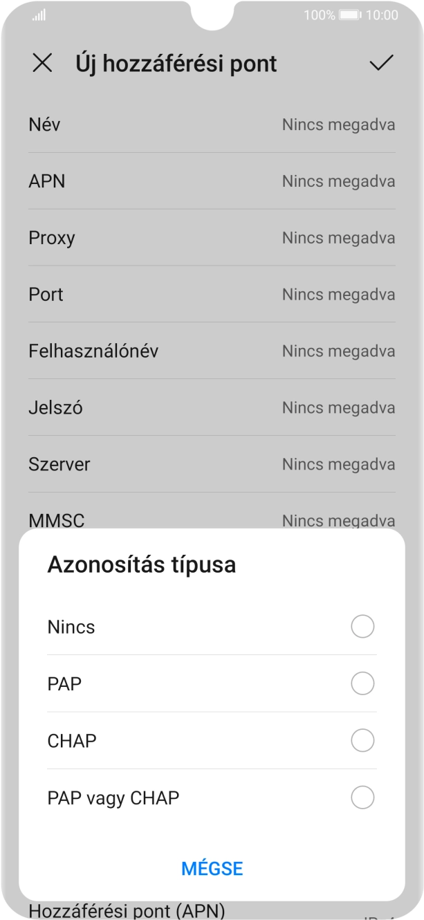 Válaszd a PAP lehetőséget.