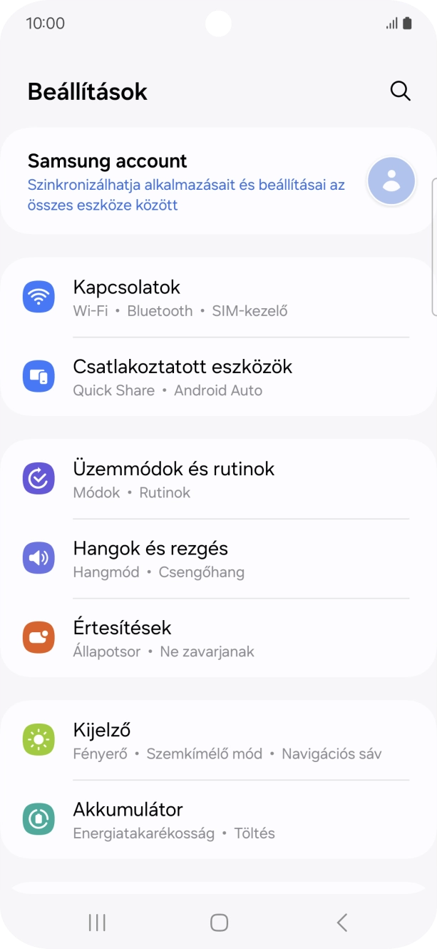 Válaszd a Kapcsolatok lehetőséget.