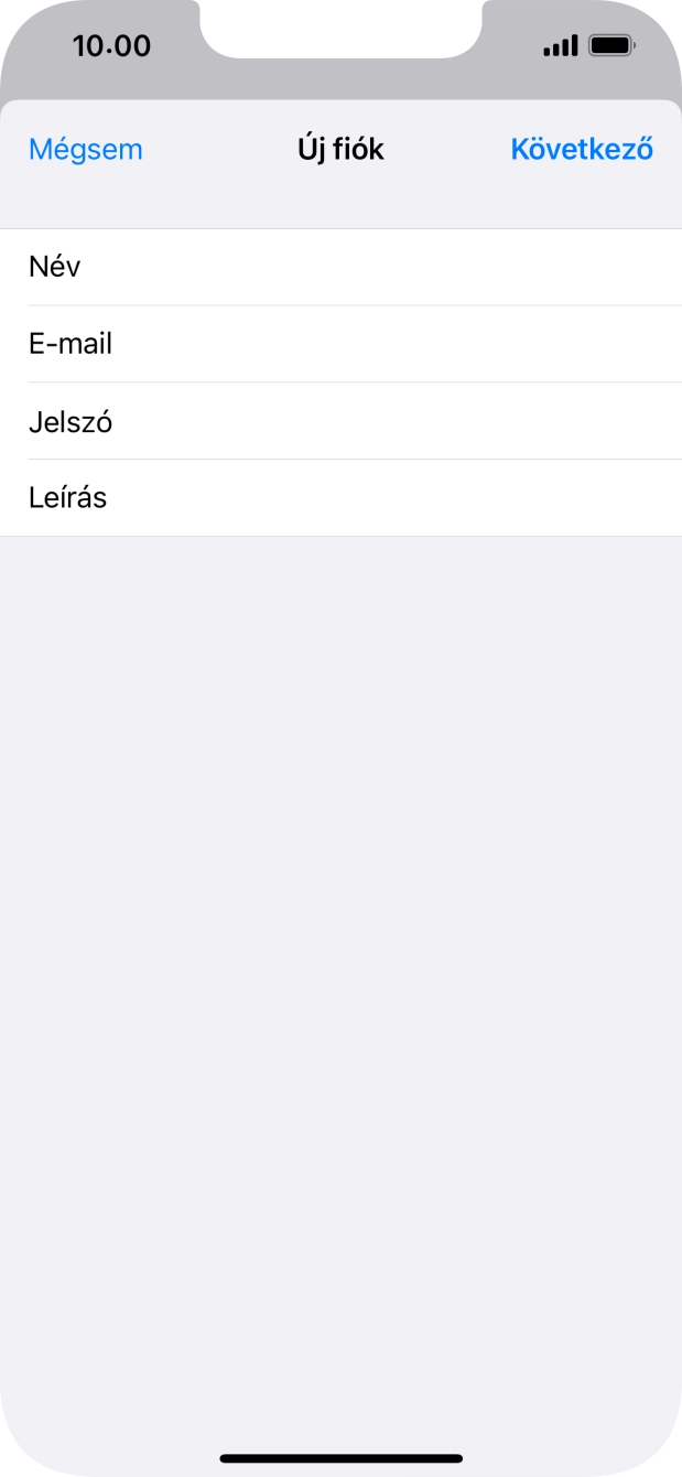 Kattints a Leírás mezőre, és írd be az e-mail-fiók kívánt nevét.