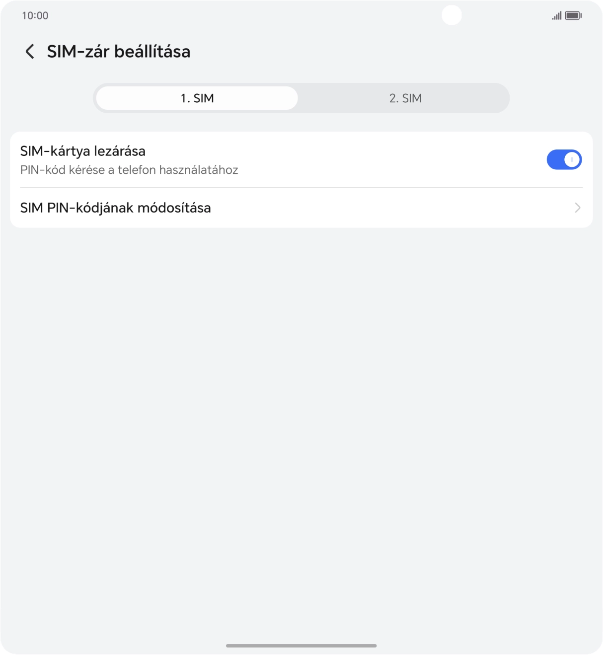 Kattints a „SIM-kártya lezárása” melletti csúszkára a funkció be- vagy kikapcsolásához.