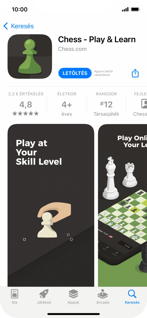 Válaszd a LETÖLTÉS lehetőséget, és kövesd a képernyőn megjelenő utasításokat az alkalmazás telepítéséhez. Válaszd a LETÖLTÉS lehetőséget, és kövesd a képernyőn megjelenő utasításokat az alkalmazás telepítéséhez.