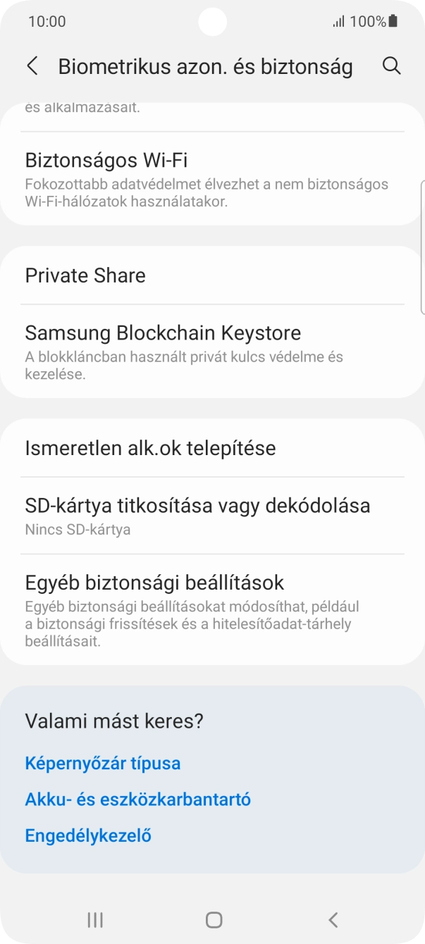 Válaszd az Egyéb biztonsági beállítások lehetőséget. Válaszd az Egyéb biztonsági beállítások lehetőséget.