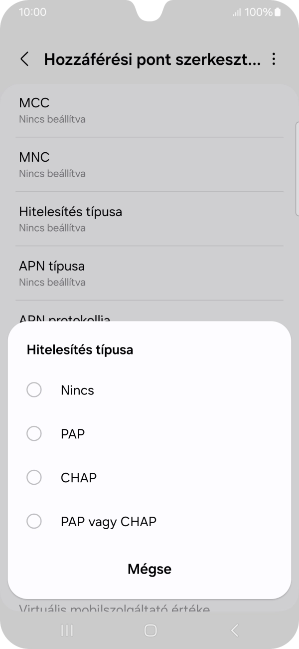 Válaszd a PAP lehetőséget.