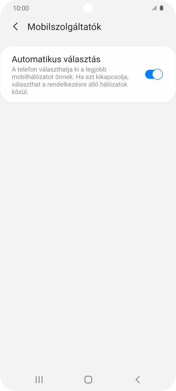 Kattints az „Automatikus választás” melletti csúszkára a funkció kikapcsolásához, és várj, amíg a telefon keresi az elérhető hálózatot.