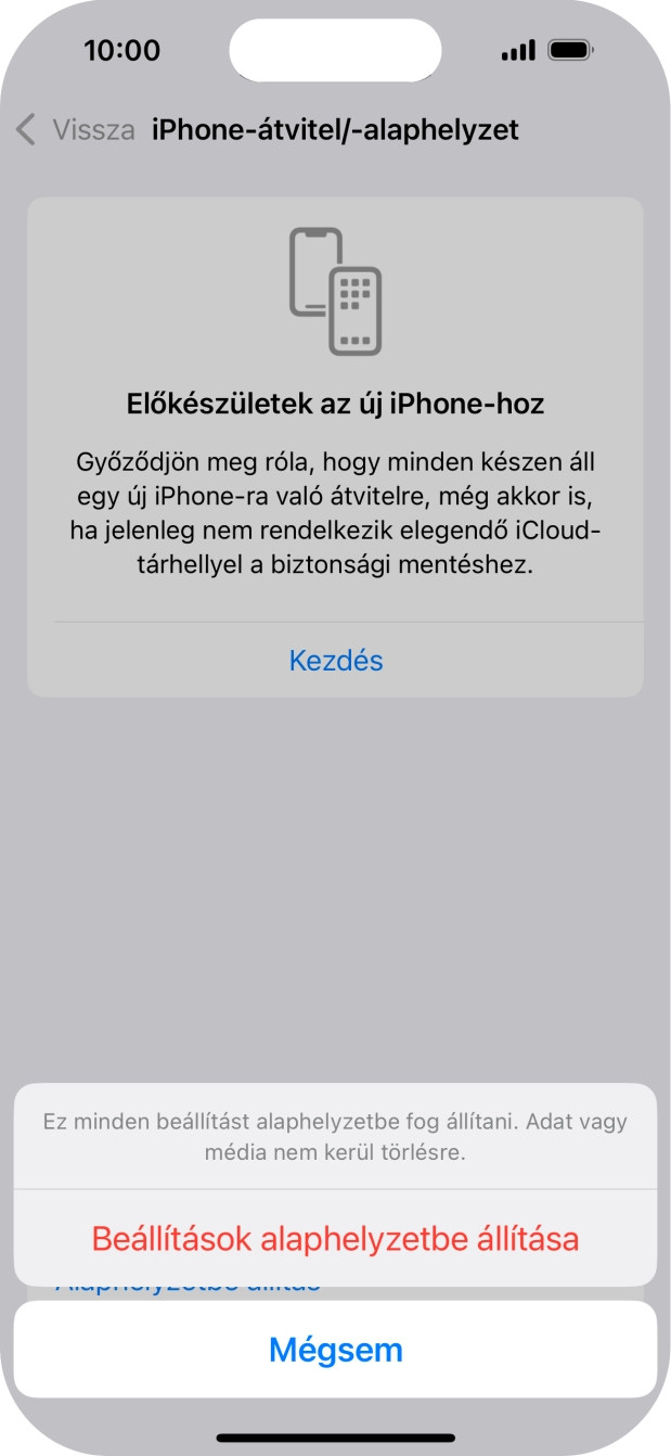 Válaszd a Beállítások alaphelyzetbe állítása lehetőséget.