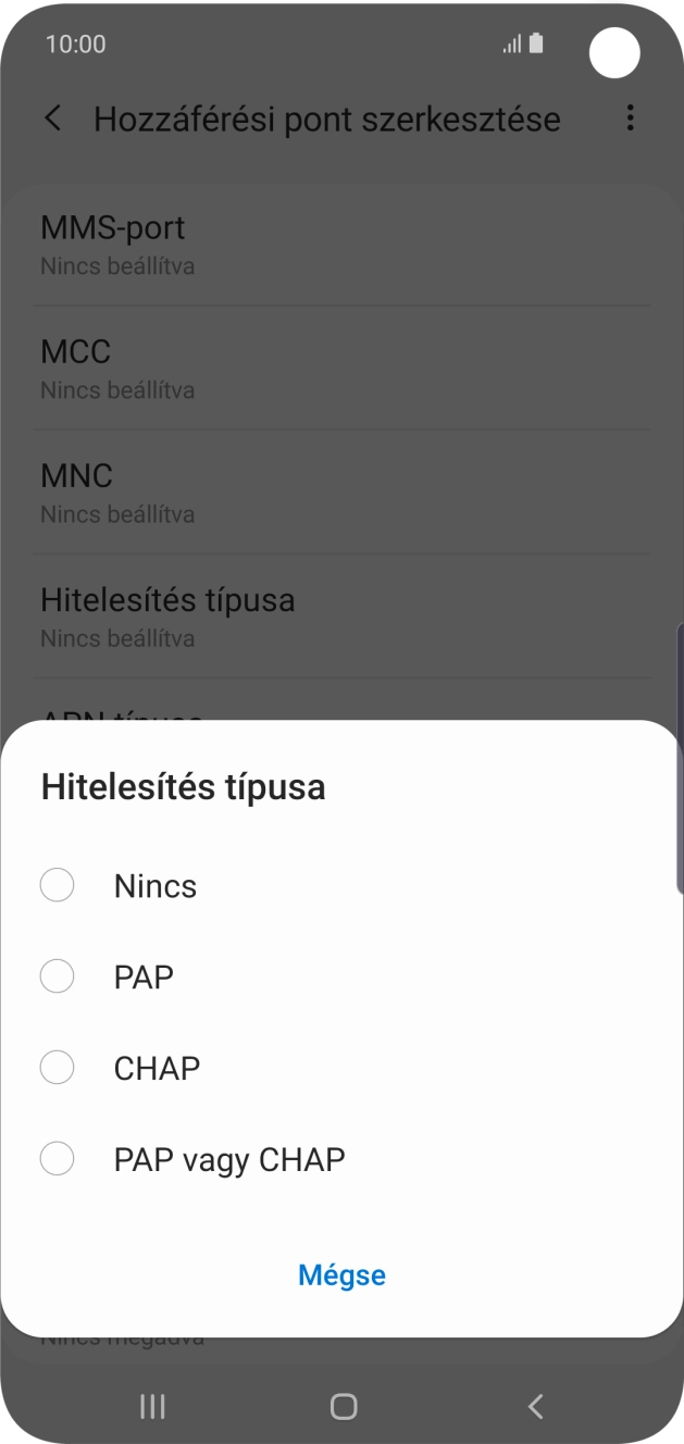 Válaszd az PAP lehetőséget.