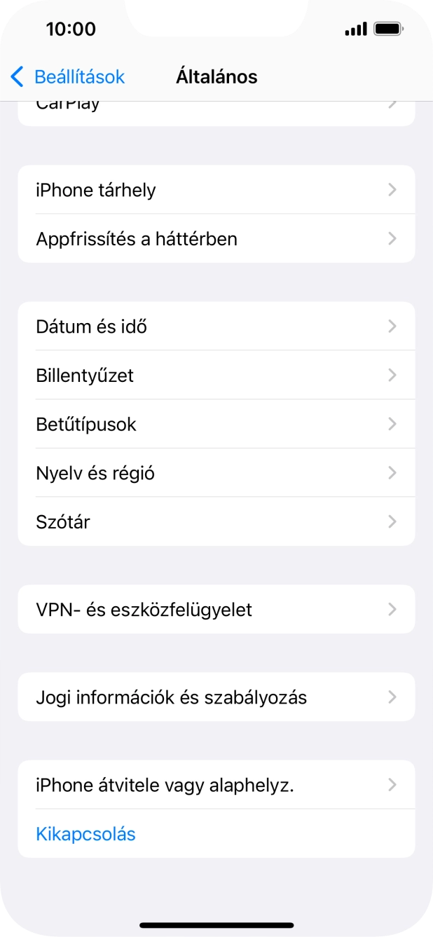 Válaszd az „iPhone átvitele vagy alaphelyz.” lehetőséget.