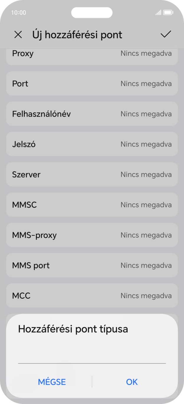 Írd be azt, hogy mms, és válaszd az OK lehetőséget.