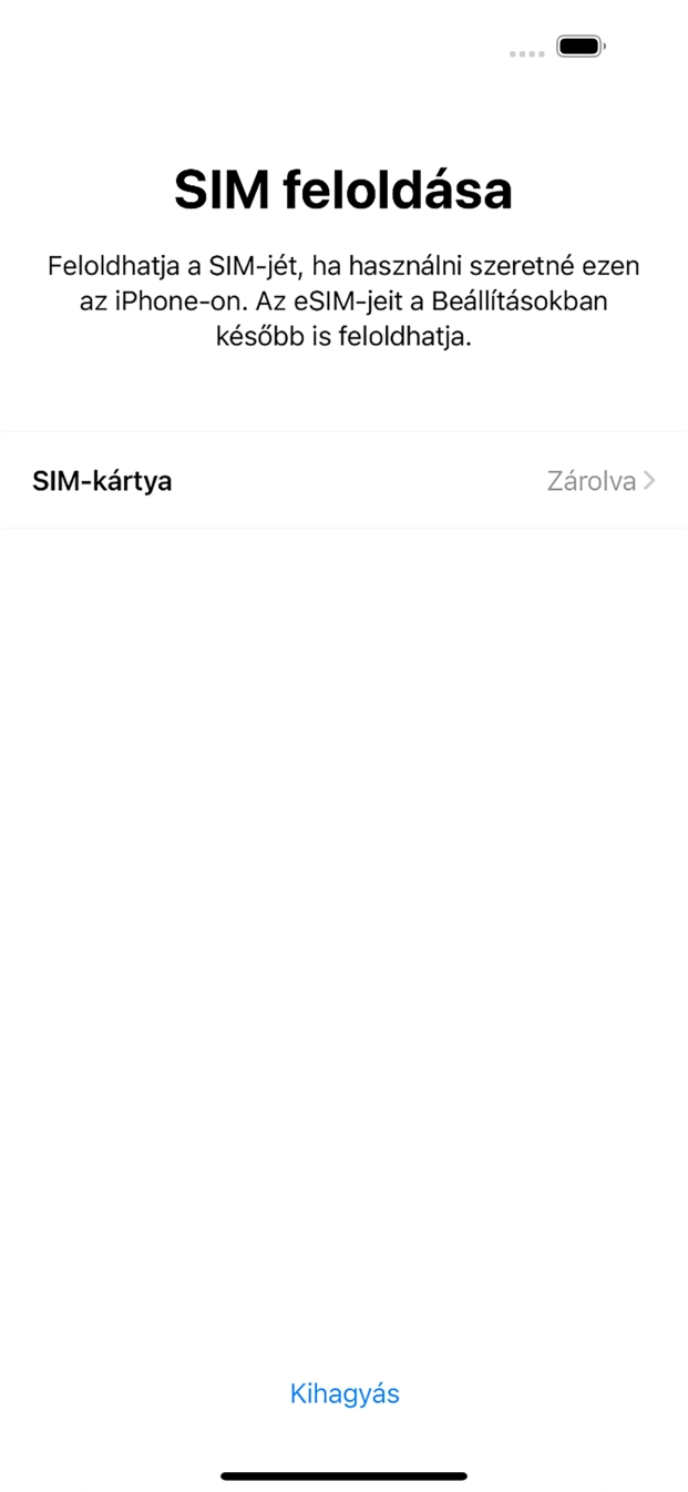 Válaszd a SIM-kártya lehetőséget.