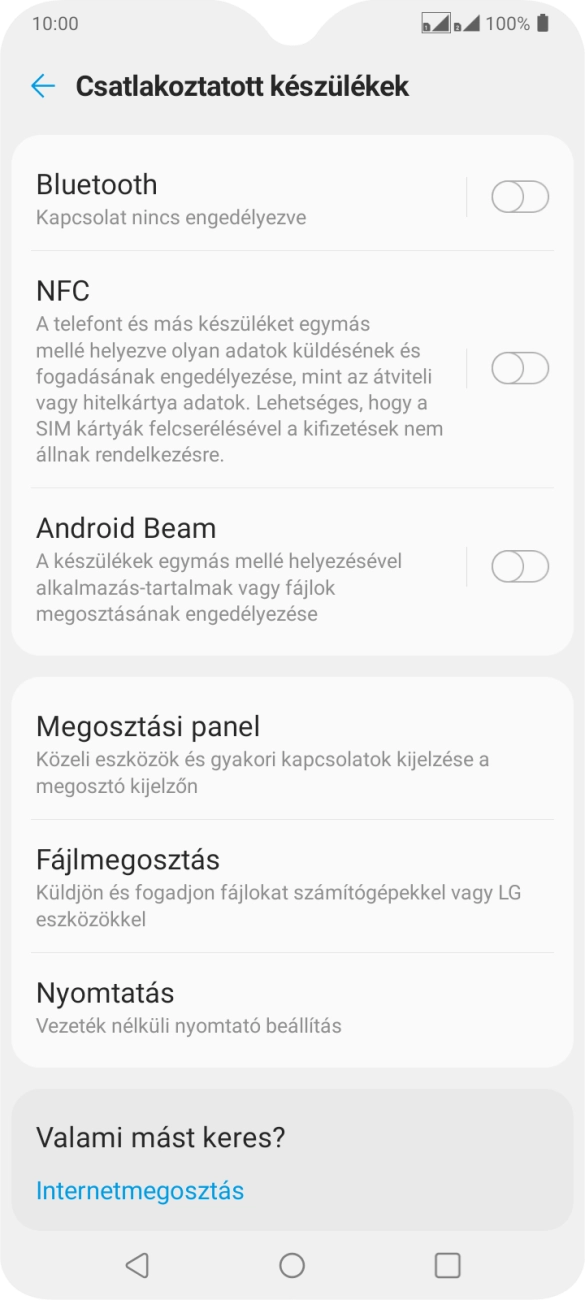 Válaszd a Bluetooth lehetőséget.