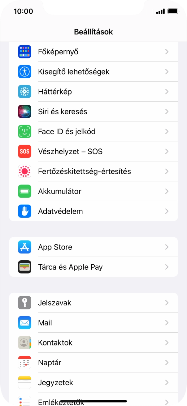 Válaszd a Face ID és jelkód lehetőséget.