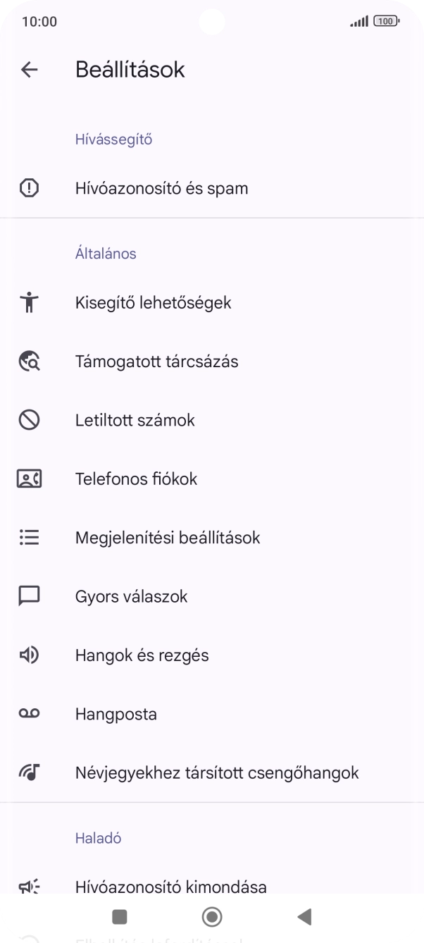 Válaszd a Telefonos fiókok lehetőséget.