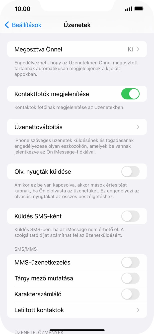 Kattints a „Küldés SMS-ként” melletti csúszkára a funkció be- vagy kikapcsolásához.