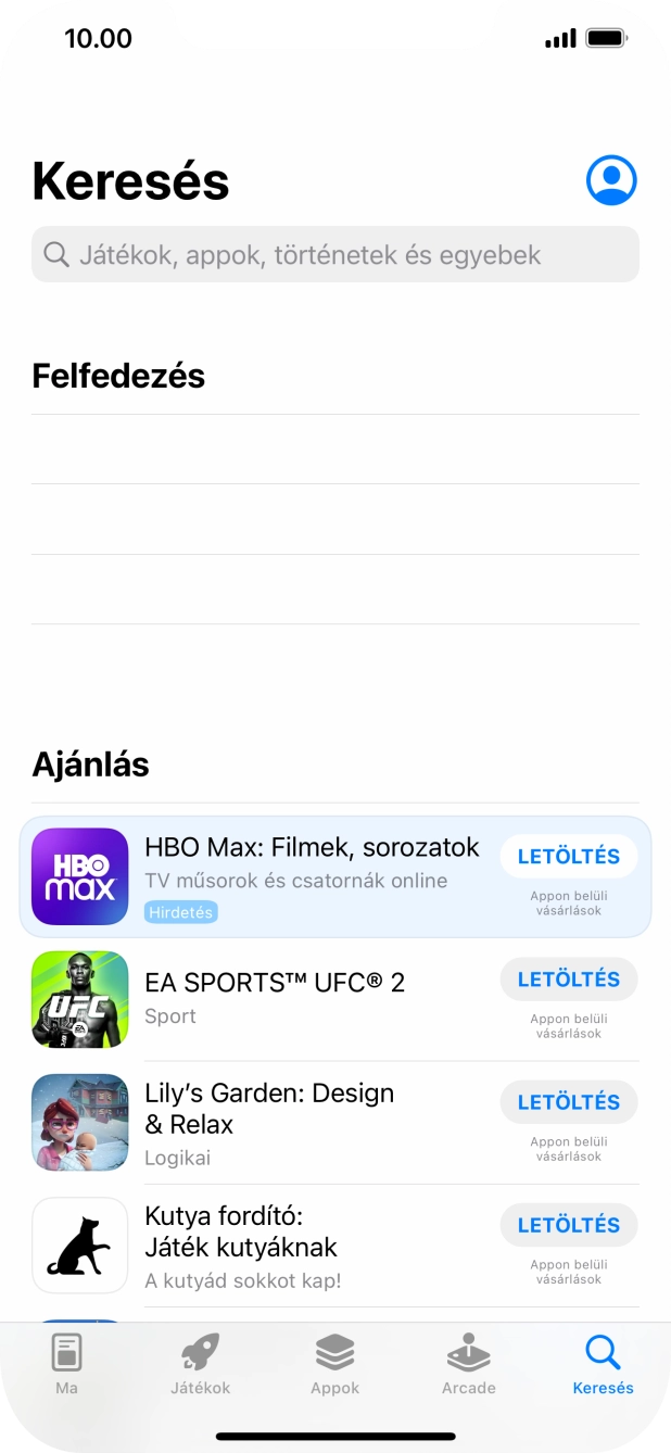 Kattints a keresés mezőre, és írd be a keresett alkalmazás nevét vagy tárgykörét.