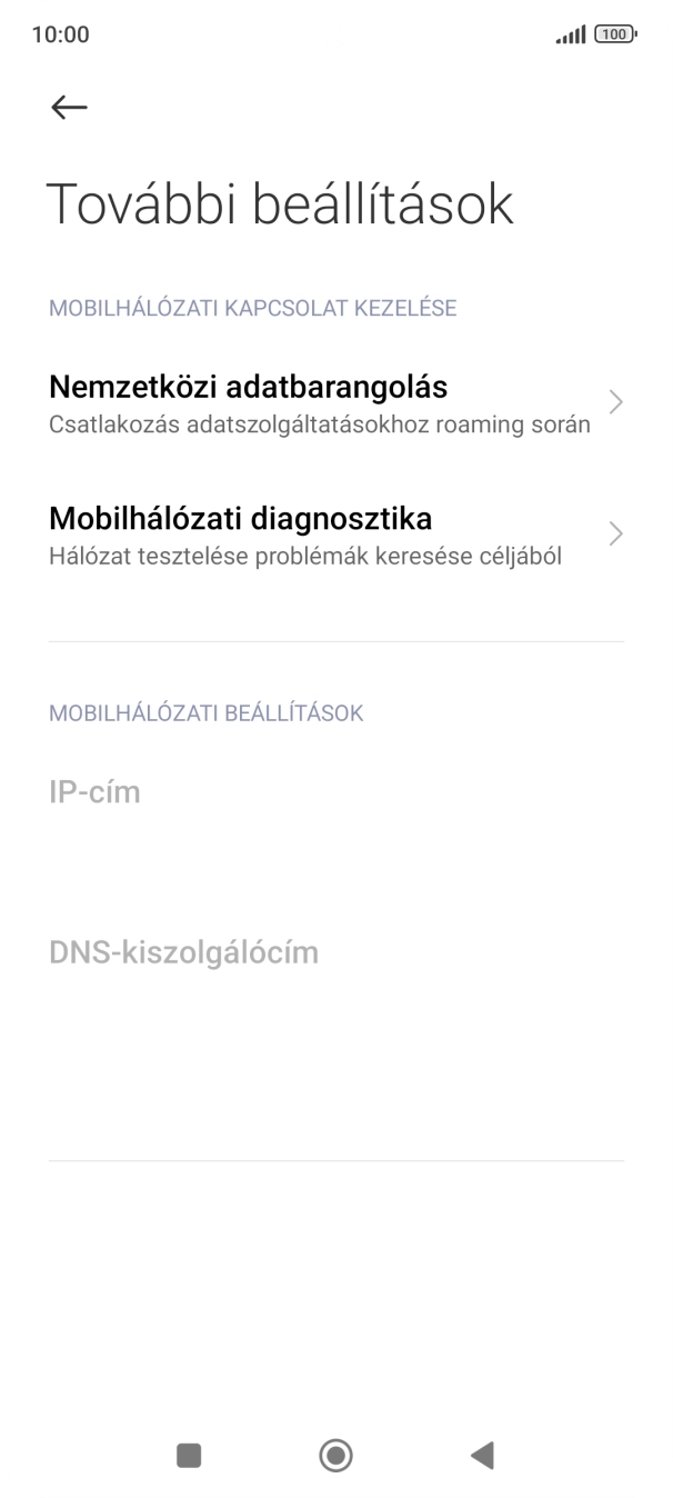 Válaszd a Nemzetközi adatbarangolás lehetőséget.