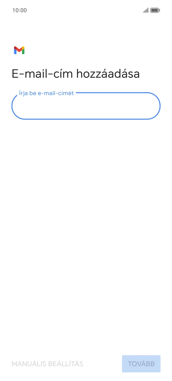 Kattints az „Írja be e-mail-címét” alatti mezőre, és írd be az e-mail címedet.