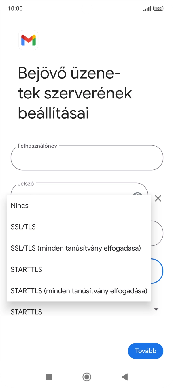 Válaszd az SSL/TLS lehetőséget.