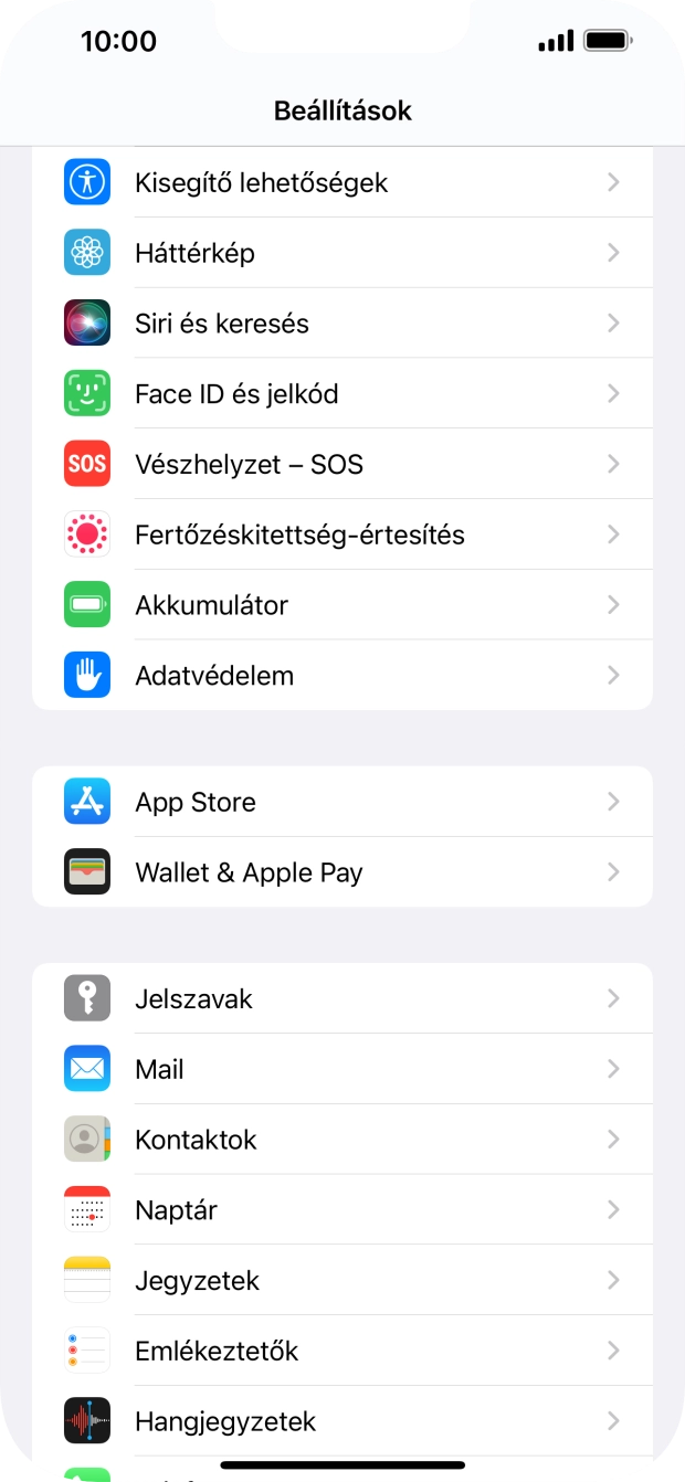 Válaszd a Face ID és jelkód lehetőséget.