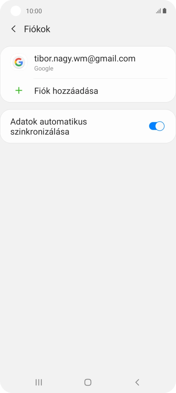 Válaszd a Fiók hozzáadása lehetőséget.
