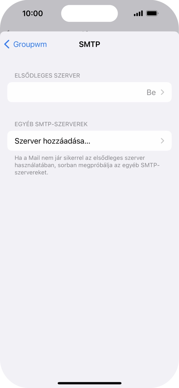 Kattints az „ELSŐDLEGES SZERVER” alatti mezőre.