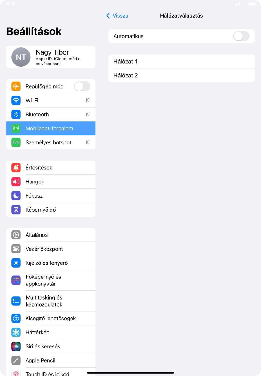 Ha kikapcsolod a funkciót, válaszd a kívánt hálózatot.