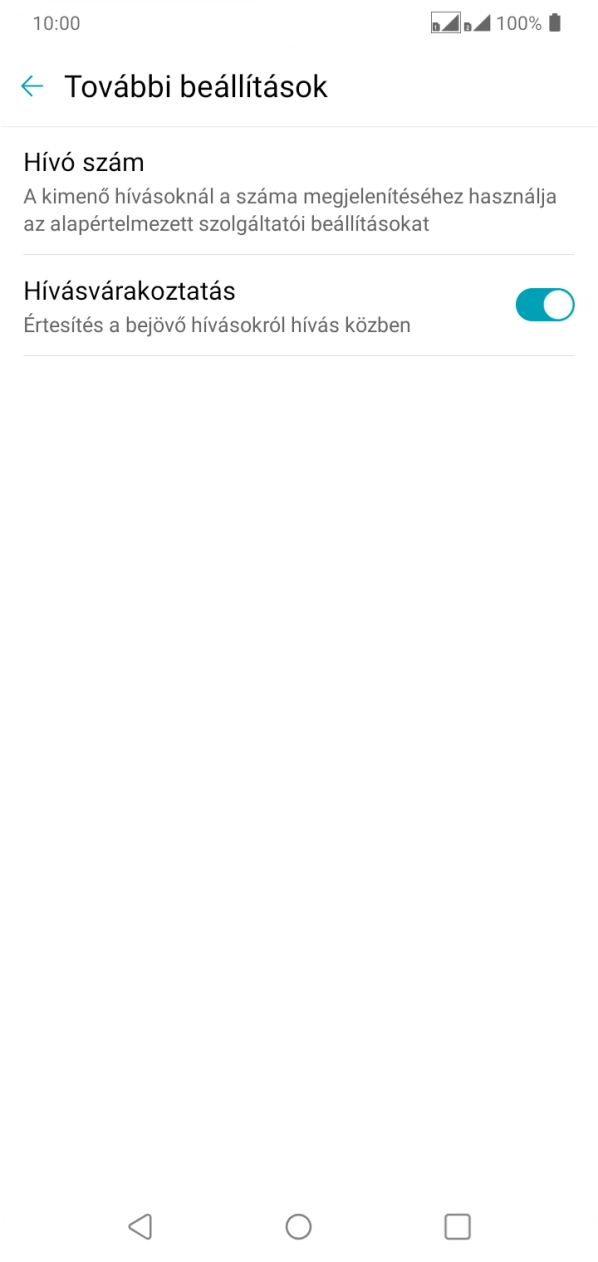 Kattints a „Hívásvárakoztatás” melletti csúszkára a funkció be- vagy kikapcsolásához. Kattints a „Hívásvárakoztatás” melletti csúszkára a funkció be- vagy kikapcsolásához.