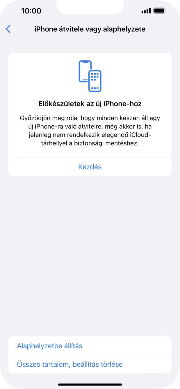 Válaszd az Alaphelyzetbe állítás lehetőséget.