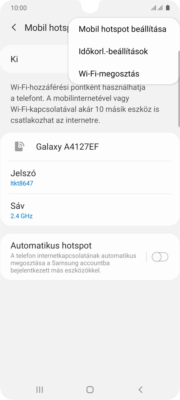 Válaszd a Mobil hotspot beállításai lehetőséget.