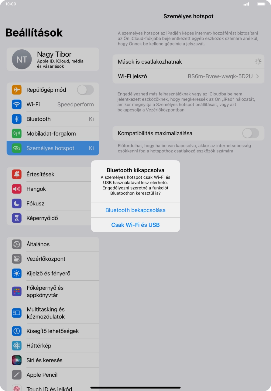 Amennyiben be van kapcsolva a Wi-Fi, válaszd a Csak Wi-Fi és USB lehetőséget.