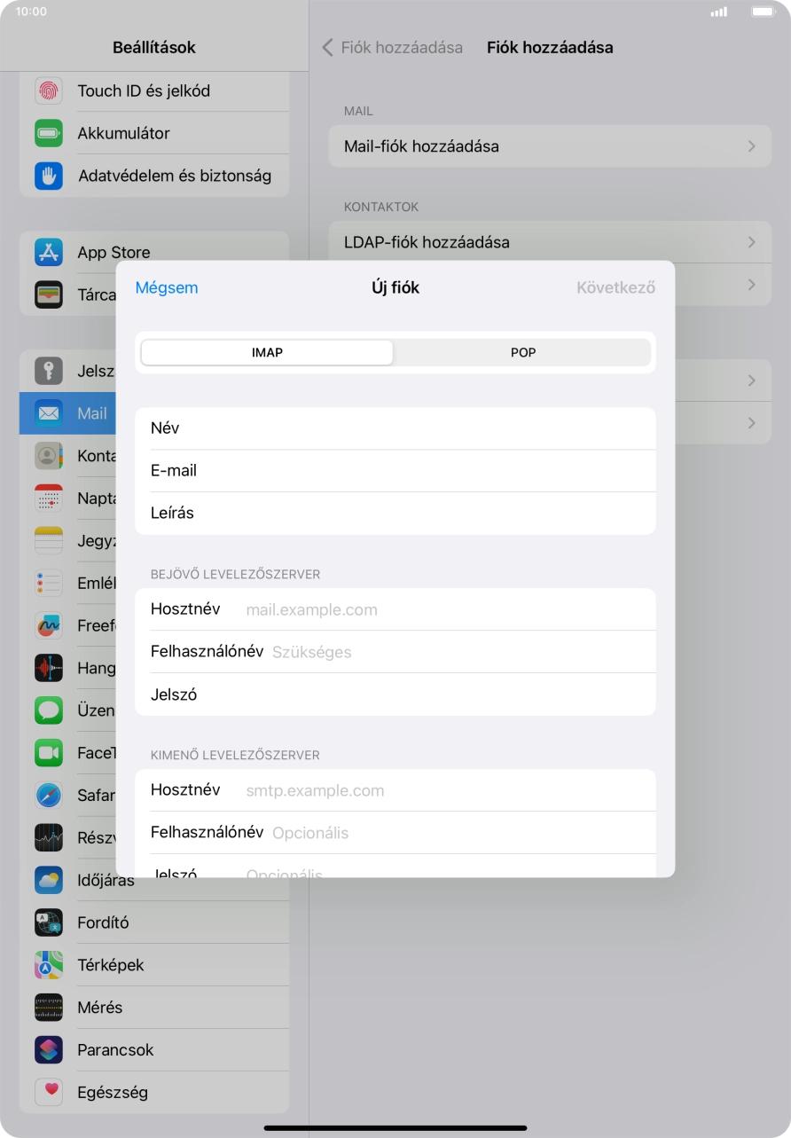 Válaszd az IMAP lehetőséget.