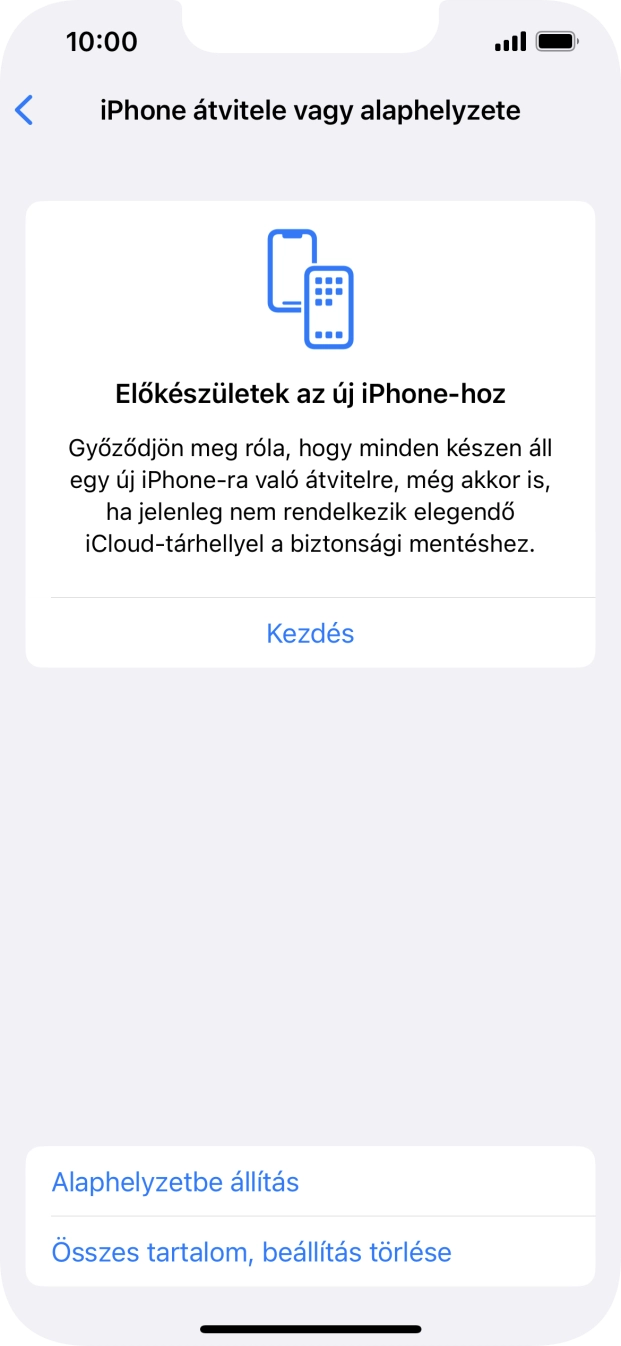Válaszd az Alaphelyzetbe állítás lehetőséget.