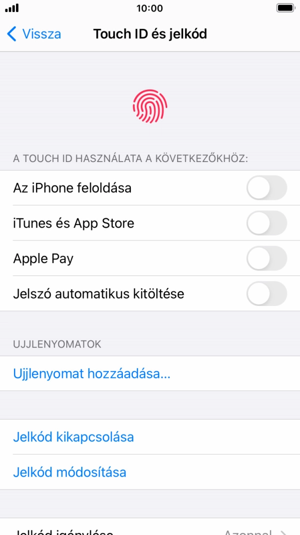 Válaszd a Jelkód kikapcsolása lehetőséget, és írj be kétszer egymás után egy tetszőleges képernyőzárkódot.