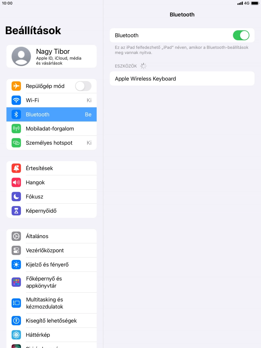 Válaszd ki a kívánt Bluetooth-eszközt, és kövesd a kijelzőn megjelenő utasításokat annak táblagépedhez történő csatlakoztatásához.