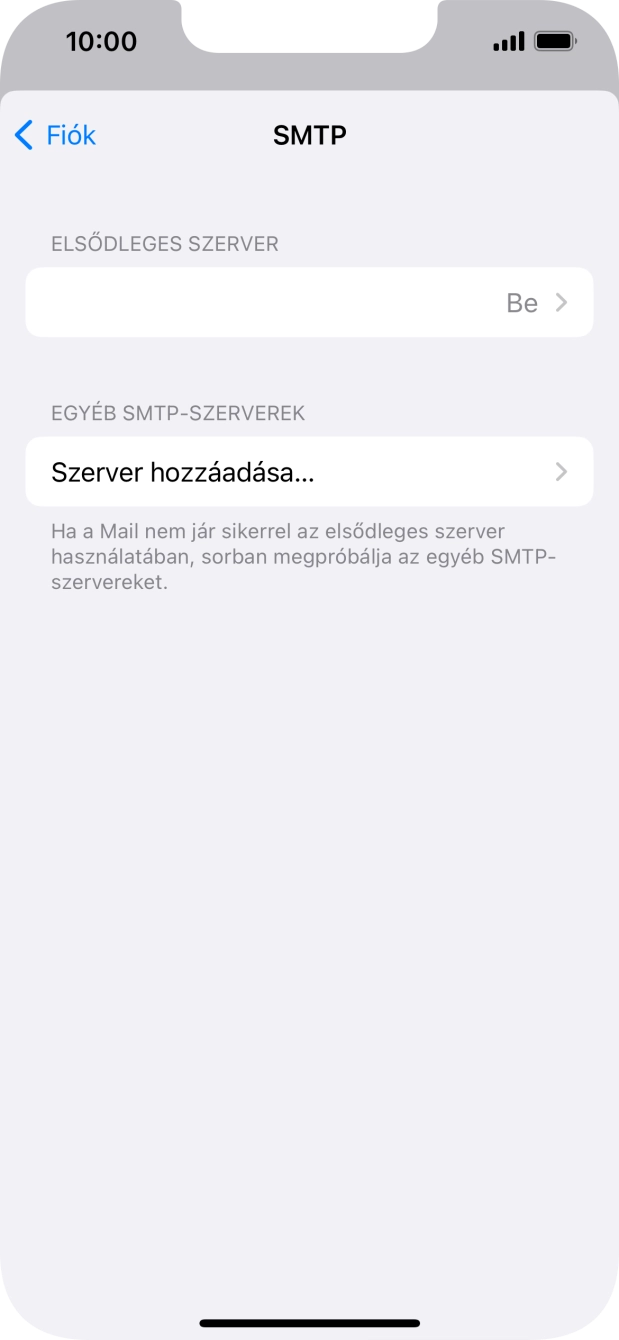 Kattints az „ELSŐDLEGES SZERVER” alatti mezőre.