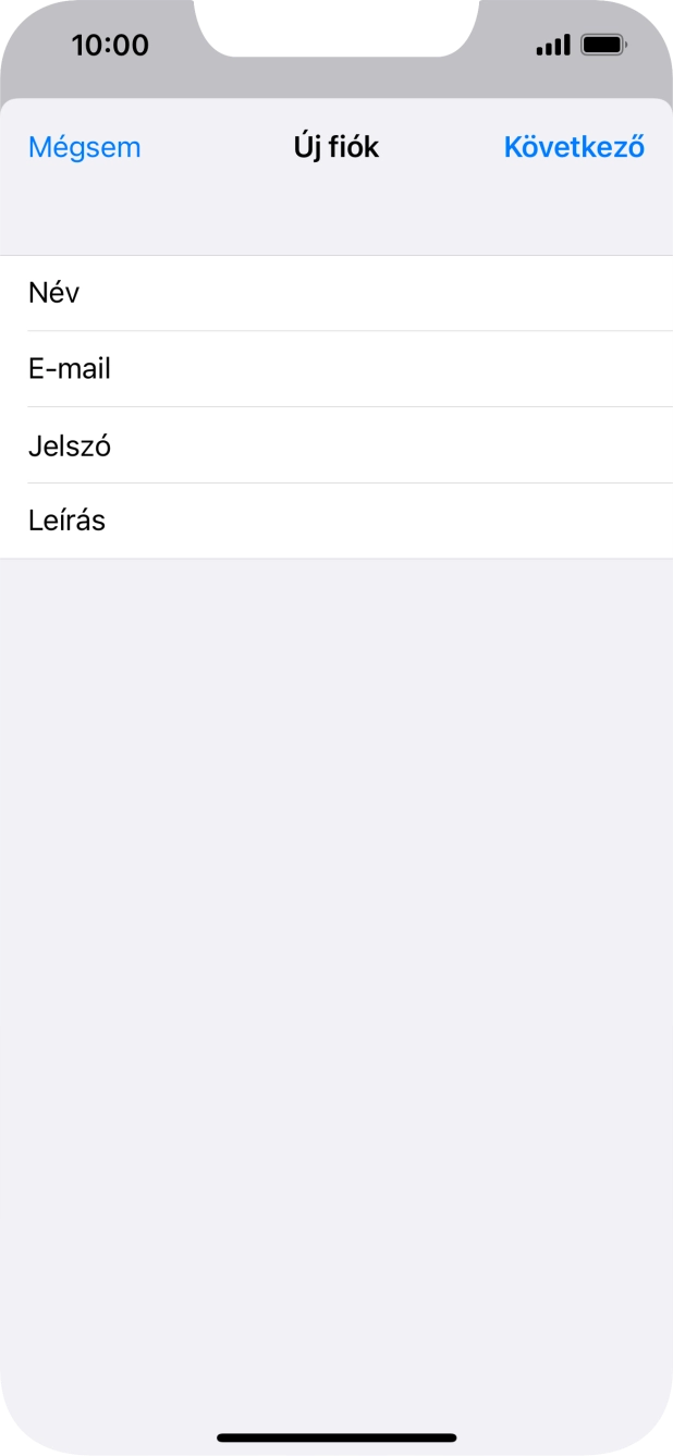 Kattints a Leírás mezőre, és írd be az e-mail-fiók kívánt nevét.