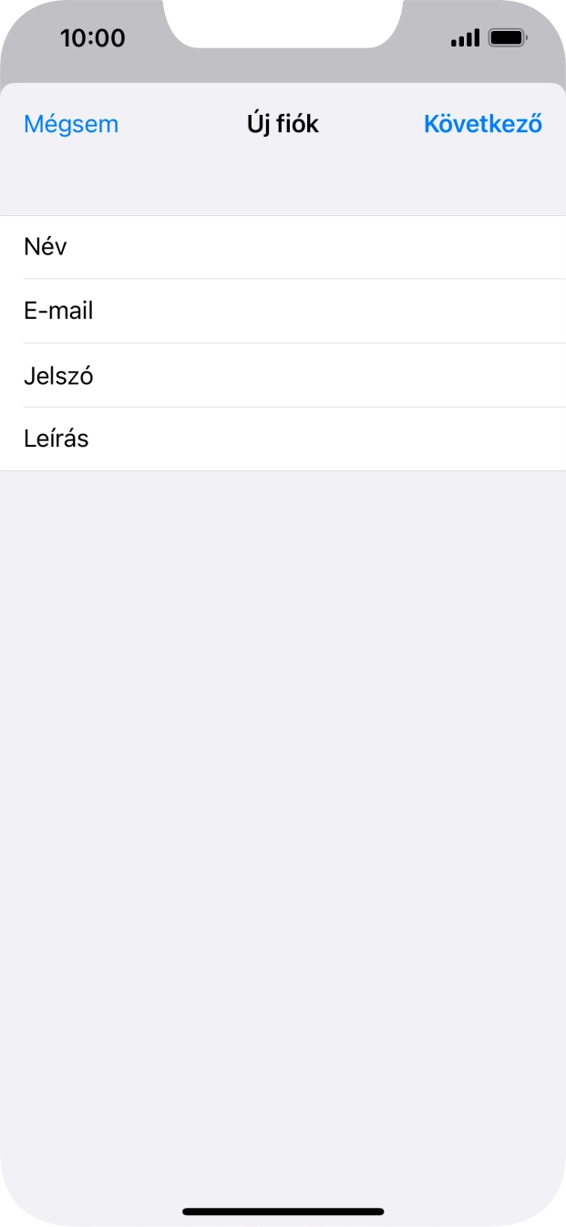 Kattints a Leírás mezőre, és írd be az e-mail-fiók kívánt nevét.