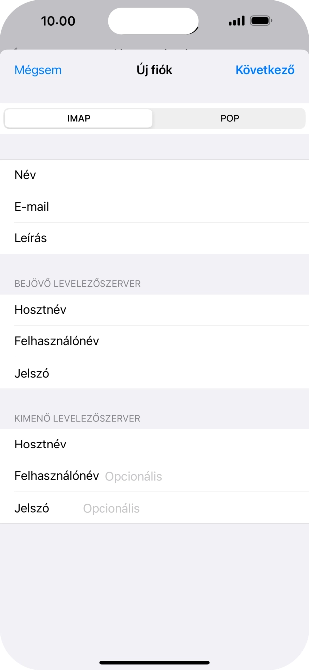 Kattints a Felhasználónév mezőre, és írd be az e-mail-fiókodhoz tartozó felhasználónevet.