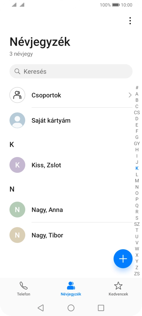 Kattints az új kontaktok ikonra.