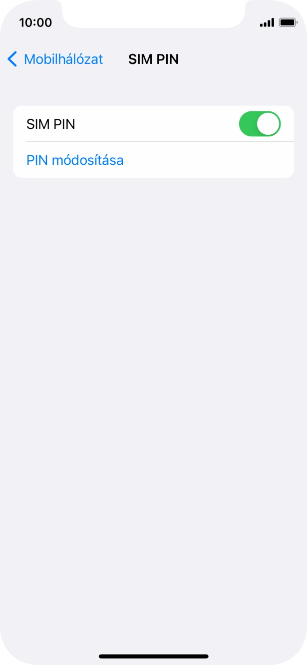 Kattints a „SIM PIN” melletti csúszkára a funkció be- vagy kikapcsolásához. Kattints a „SIM PIN” melletti csúszkára a funkció be- vagy kikapcsolásához.
