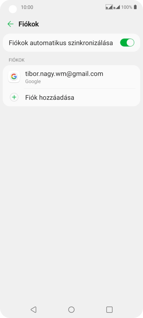 Válaszd a Fiók hozzáadása lehetőséget.