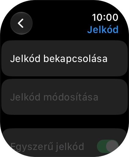 Válaszd a Jelkód bekapcsolása lehetőséget, és írj be kétszer egymás után egy tetszőleges képernyőzárkódot.